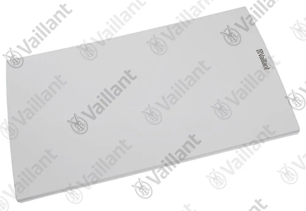 Frontblech von Vaillant in schlichter, weißer Ausführung, geeignet für verschiedene Modelle. Flacher, rechteckiger Design ohne zusätzliche Merkmale.